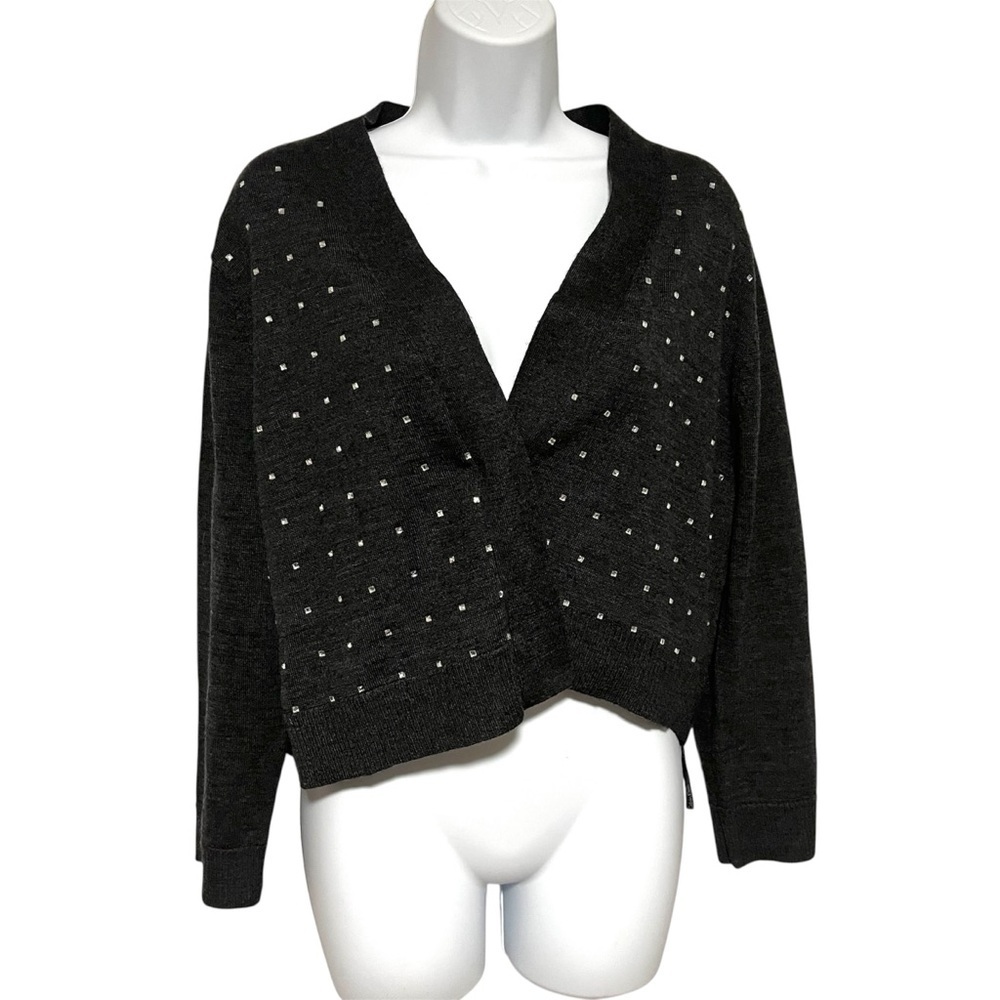 Calvin Klein Black/Gray Studded Cropped Women's Sweater Size XL Rhinestone